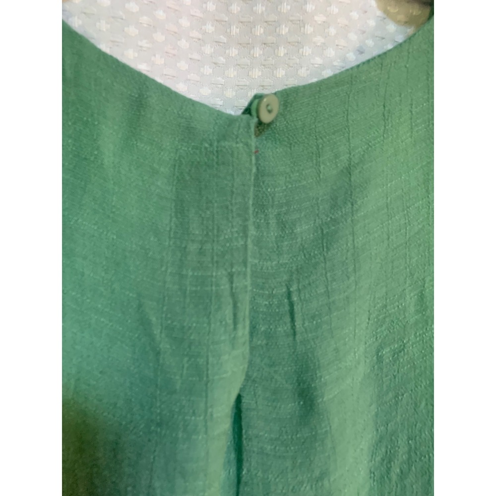 Umgee USA Green Floral Embroidered Boho Tunic Top Ruffle Bell Sleeve Medium - Picture 7 of 8